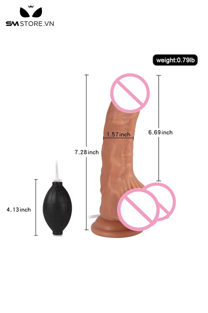 SMT2892 - Dương vật giả bắn tinh silicon mềm dài 24cm bơm tay