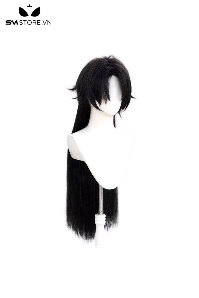 SMP157 - Tóc giả đen hóa trang anime Genshin Impact dài 85cm