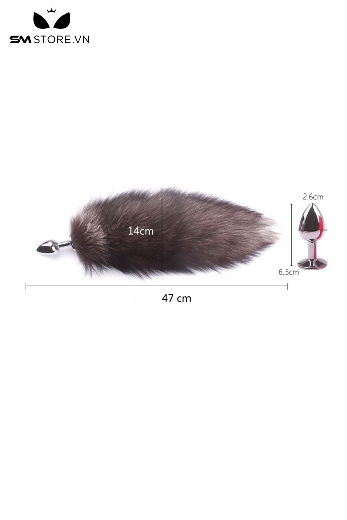 SMT1014 - Phích cắm hậu môn đuôi cáo mềm mại màu xám dài 47cm