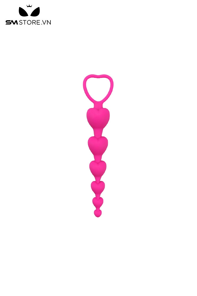 SMT116 - Anal beads silicon hình trái tim chuỗi 6 hạt dài 18,5 cm