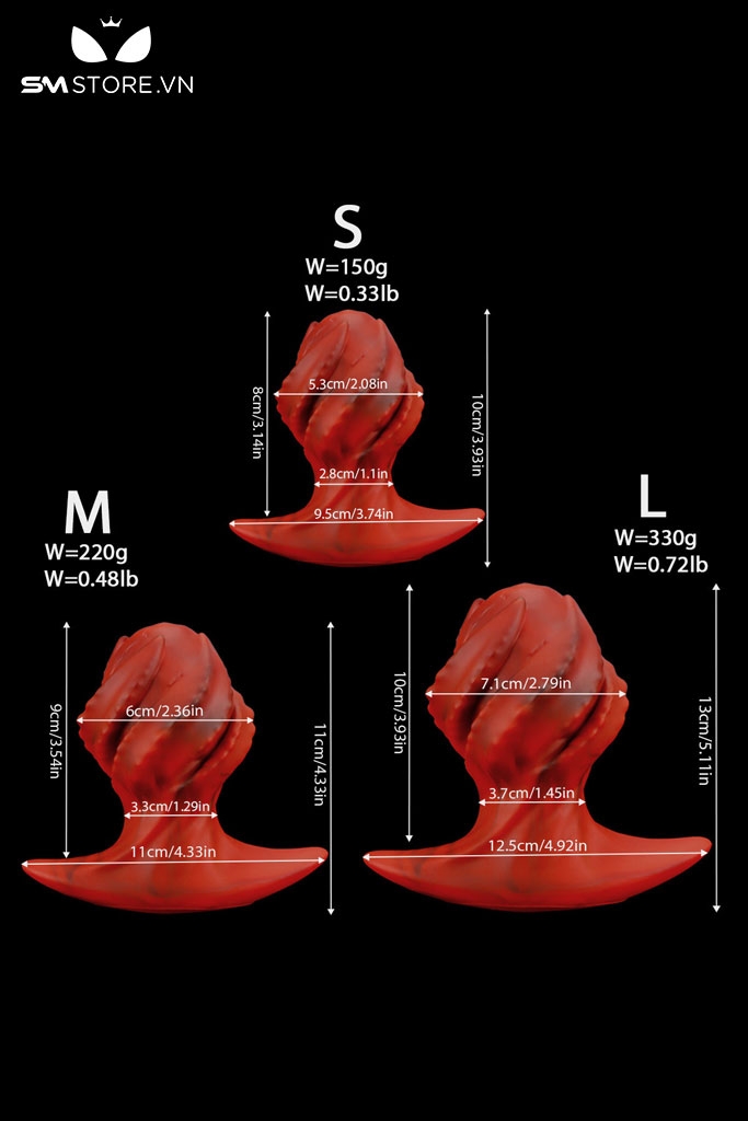 SMT2850 - Anal guge dạng xoắn ốc màu đỏ đen chất liệu silicon