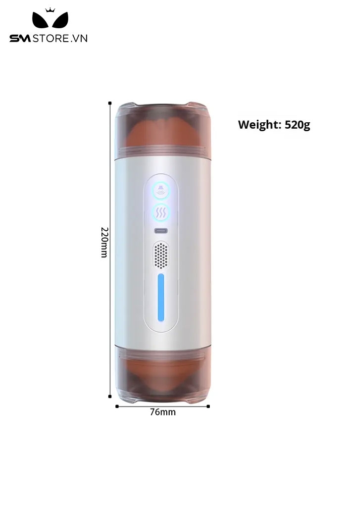 SMT2427 - Cốc thủ dâm silicon 2 đầu miệng và âm đạo kèm sưởi ấm