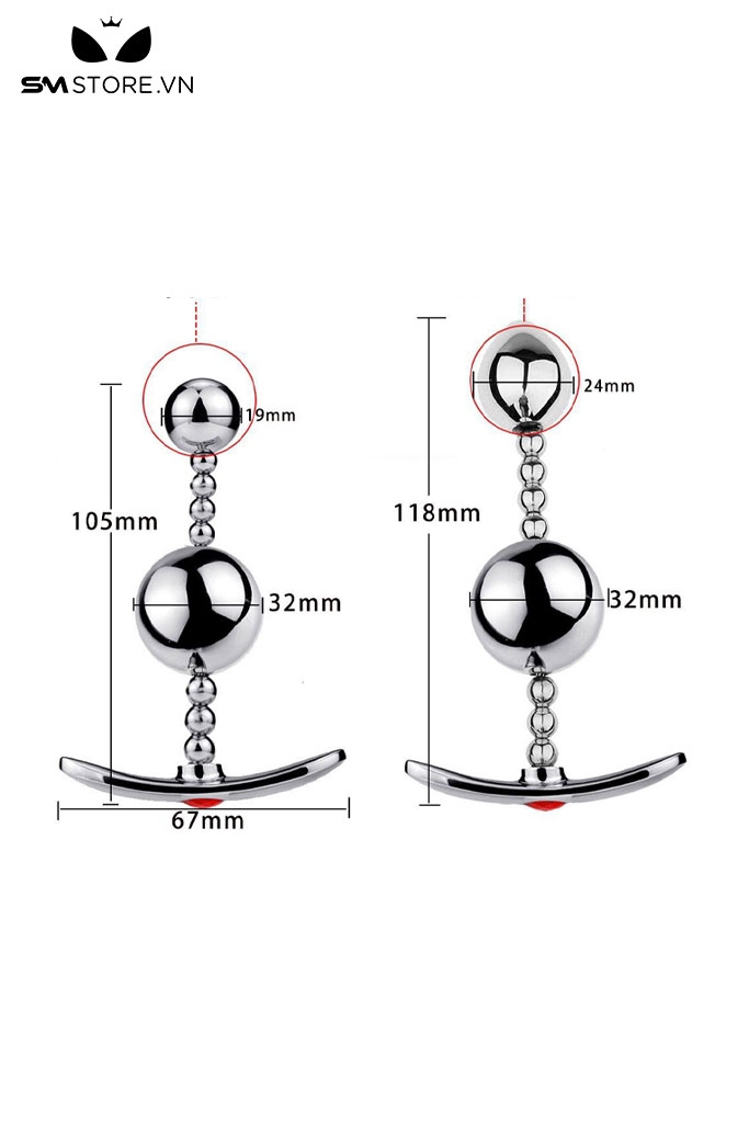 SMT2506 - Anal bead inox cao cấp không gỉ gồm chuỗi hạt có 3 size