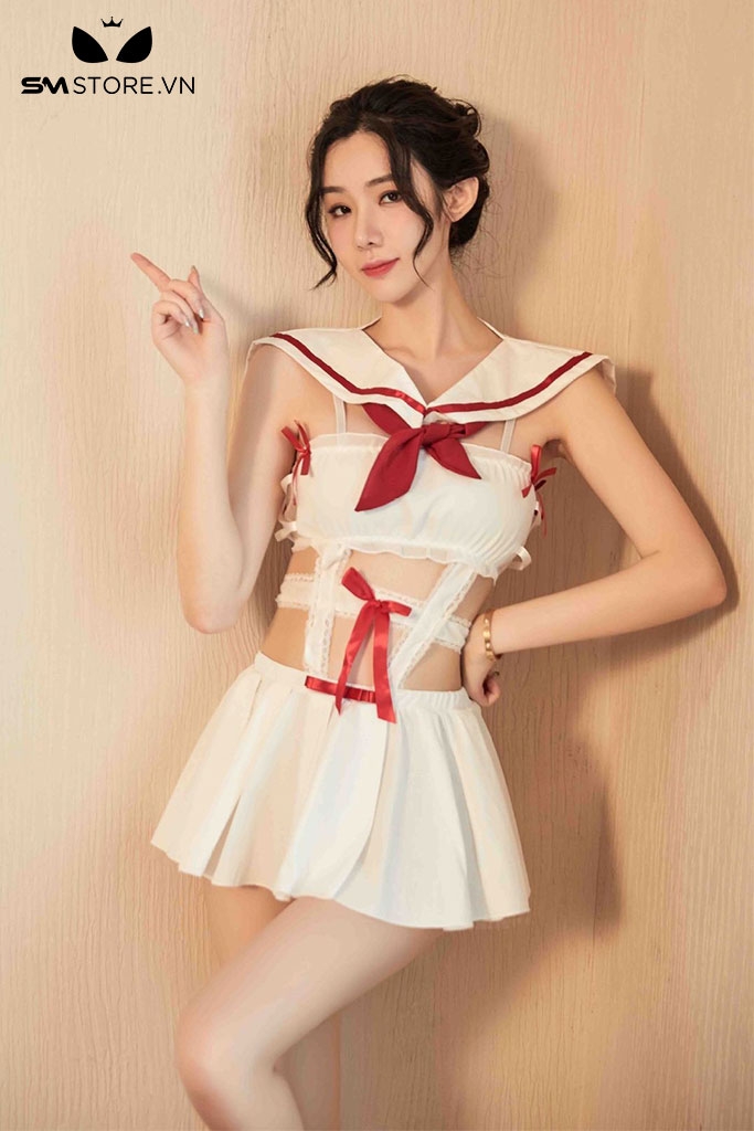 SMS778 - Cosplay học sinh quyến rũ với áo liền chân váy ngắn