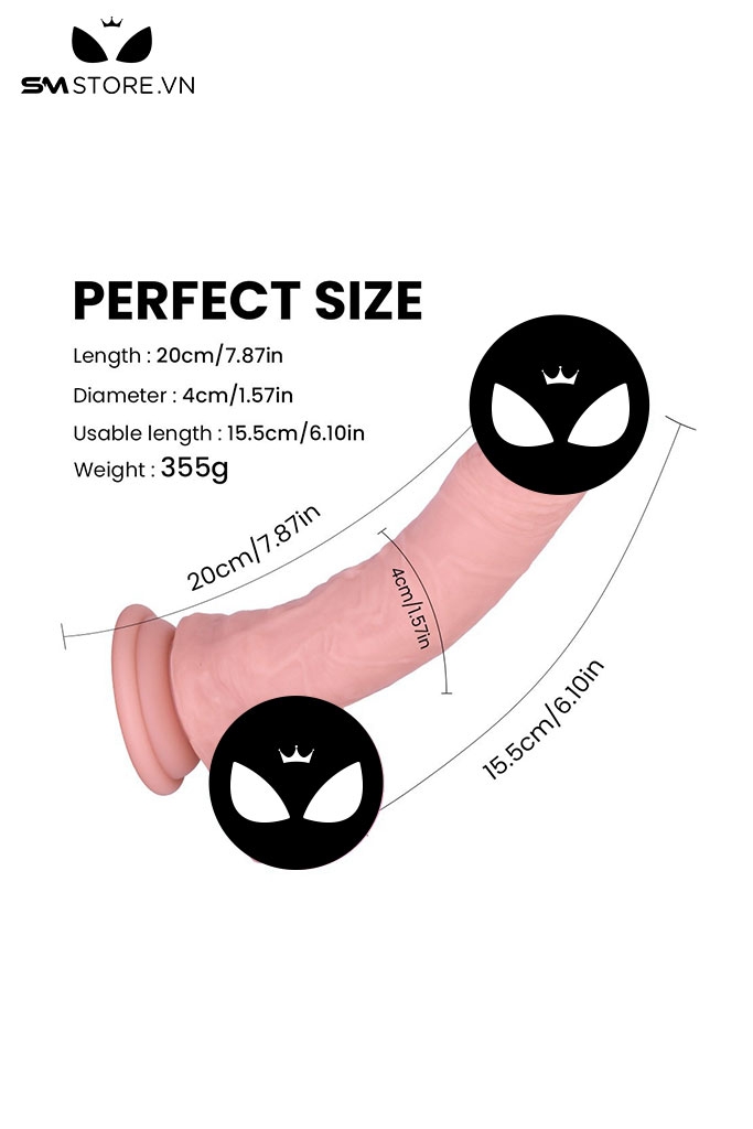 SMT1339 - Dương vật giả silicon dài 20cm đường kính 4 cm có 3 màu