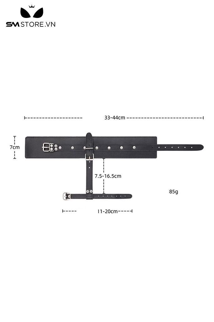 SMT590 - Còng chân xỏ ngón đen chất liệu da PU dài 44cm có thể chỉnh