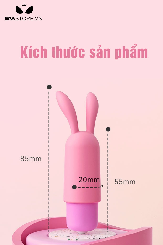 SMT1313 - Trứng rung tai thỏ hồng bằng silicon nhỏ gọn dài 85mm