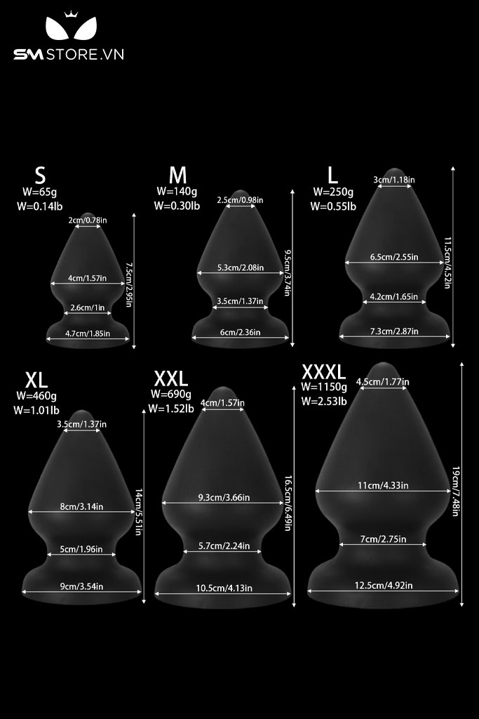 SMT2937 - Đồ chơi hậu môn silicon anal huge siêu dày đa kích cỡ