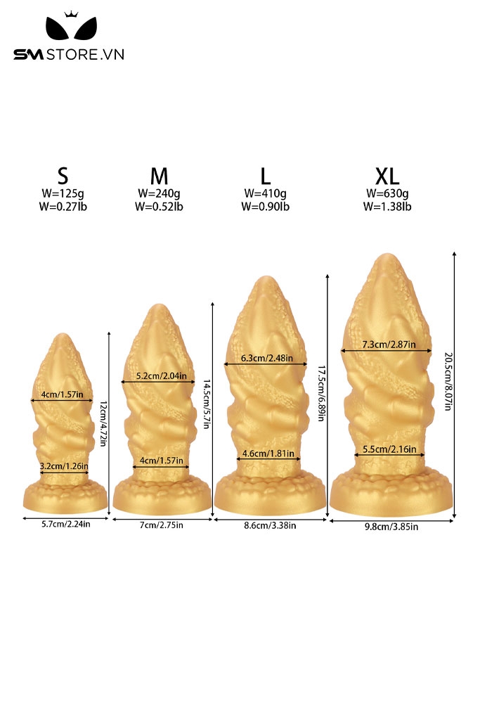 SMT2936 - Anal huge hình xoắn ốc silicon đế dính tường kèm 4 size