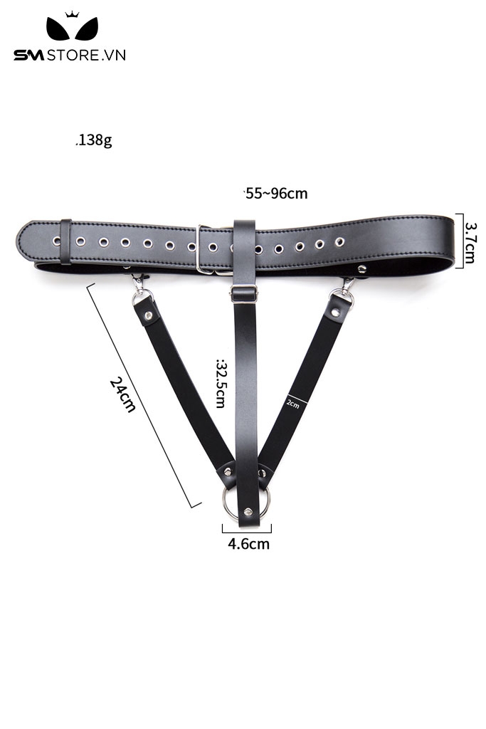 SMT2339 - Đai trinh tiết có móc sắt giả da PU eo 55-96cm