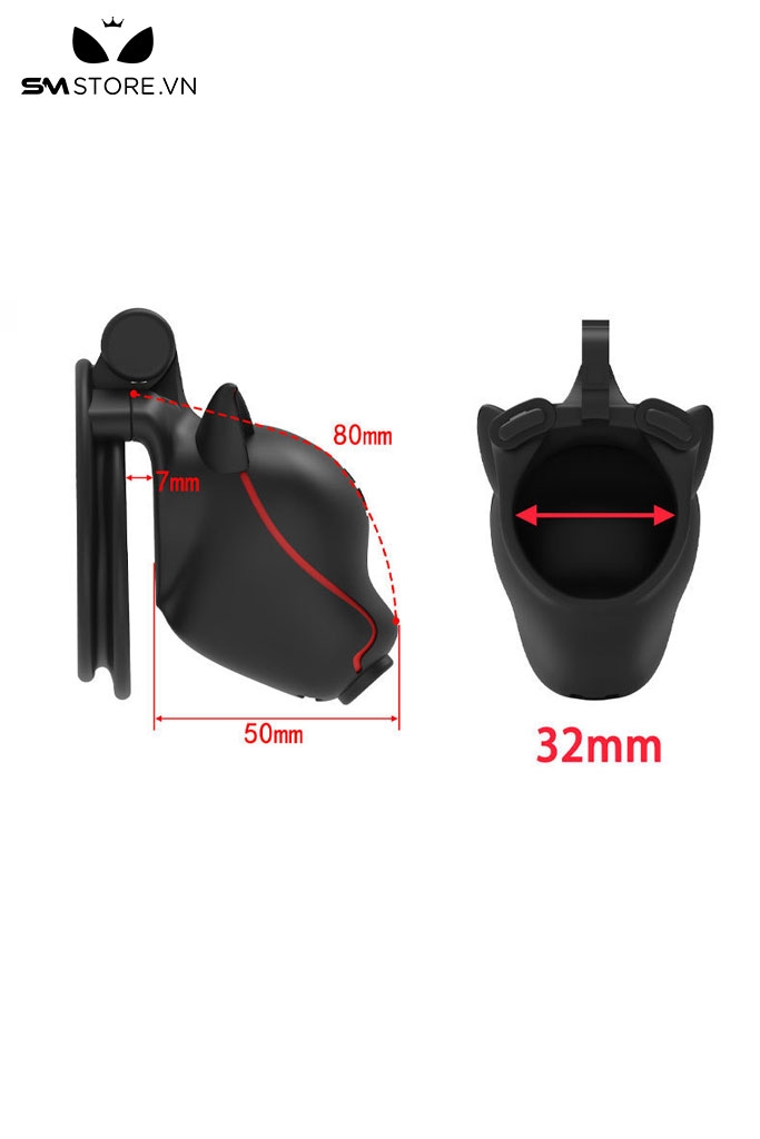 SMT2646 - Khóa dương vật bằng nhựa đầu chó kèm 4 vòng