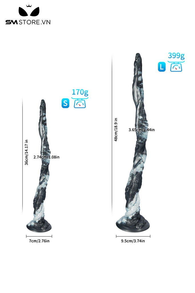 SMT1328 - Đồ chơi hậu môn silicon siêu dài 36 và 48 cm uốn dẻo được