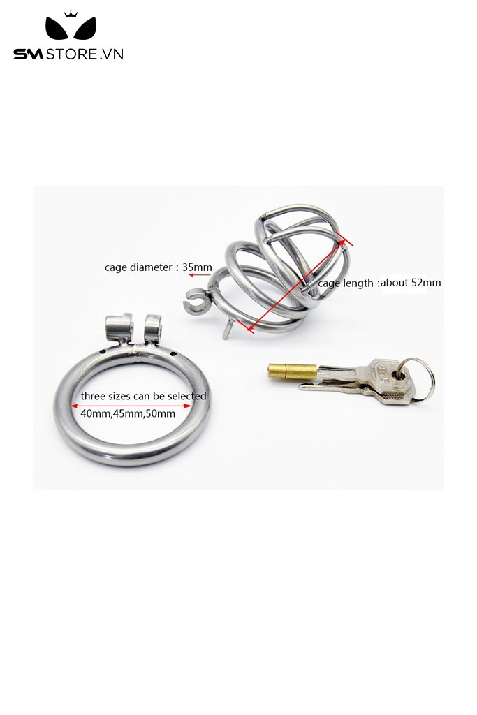 SMT292 - Khóa dương vật inox không gỉ có lồng có 3 kích cỡ
