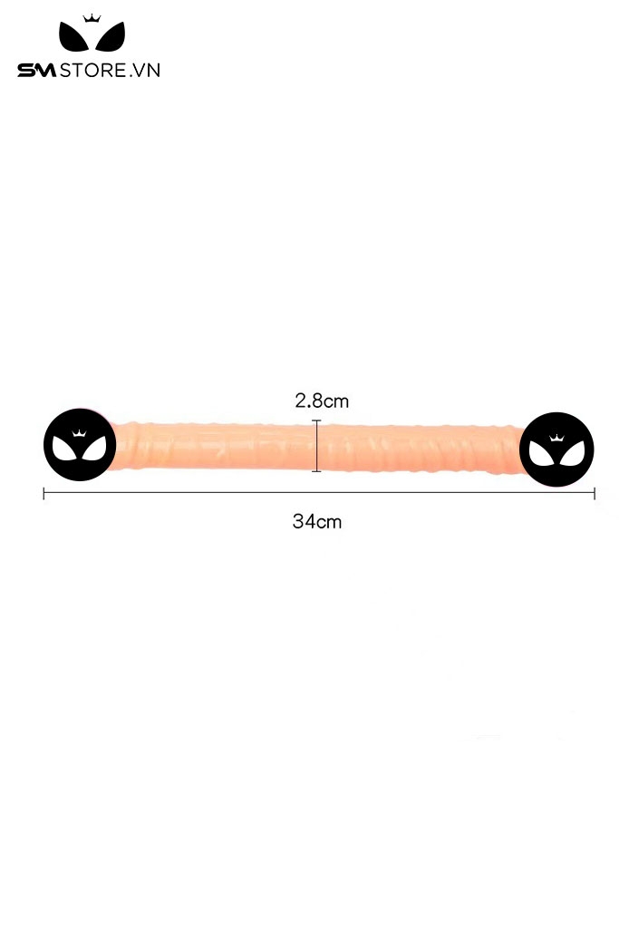 SMT1081 - Dương vật giả 2 đầu bằng nhau có gân silicon dài 34cm
