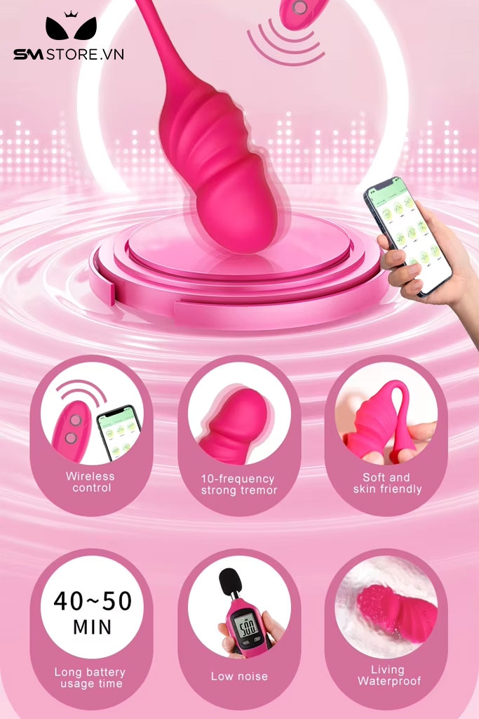 SMT1977 - Trứng rung điều khiển từ xa đầu dương vật dài 19.4cm