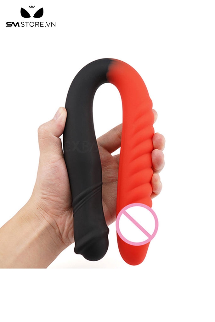 SMT1614 - Dương vật giả 2 đầu silicon uốn cong được dài 42mm