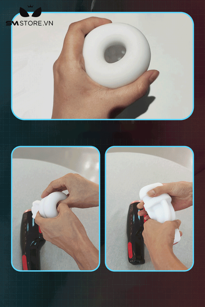 SMT539 - Máy thủ dâm silicon tự động co thắt dài 27cm màu đen