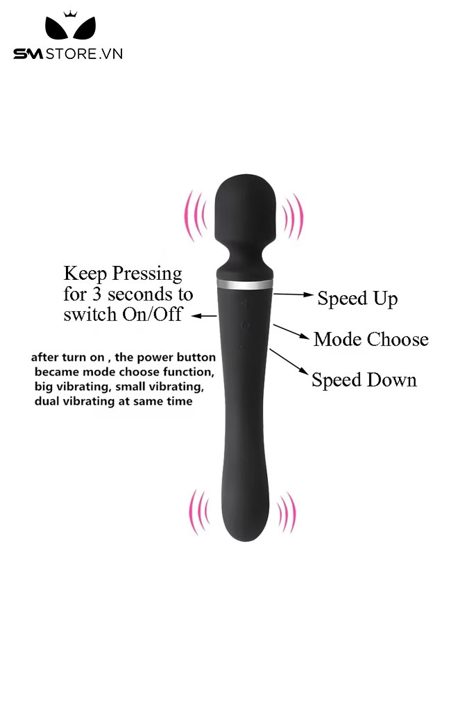 SMT1120 - Chày rung tình yêu silicon với 20 chế độ xoay 360 độ