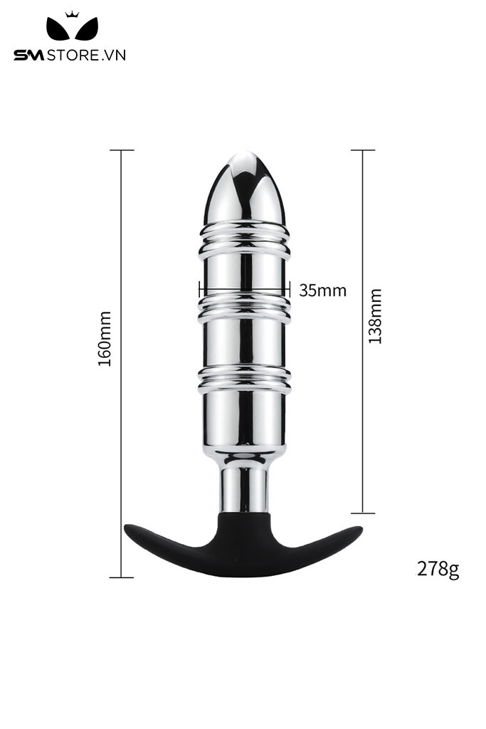 SMT1059 - Butt plug inox không gỉ cắm hậu môn dài 16cm hình viên đạn