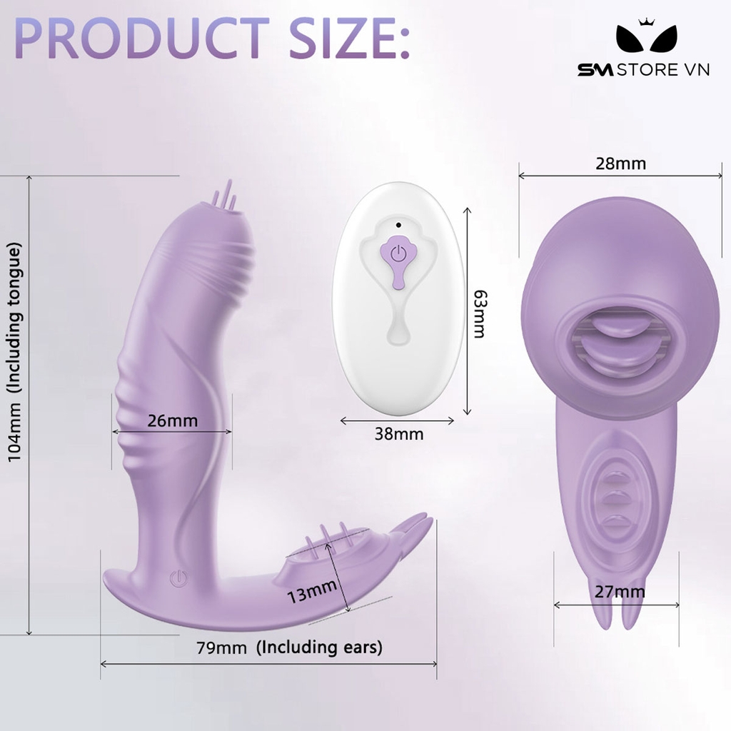 SMT2355 - Máy rung đầu dương vật có lưỡi liếm điều khiển xa sạc điện