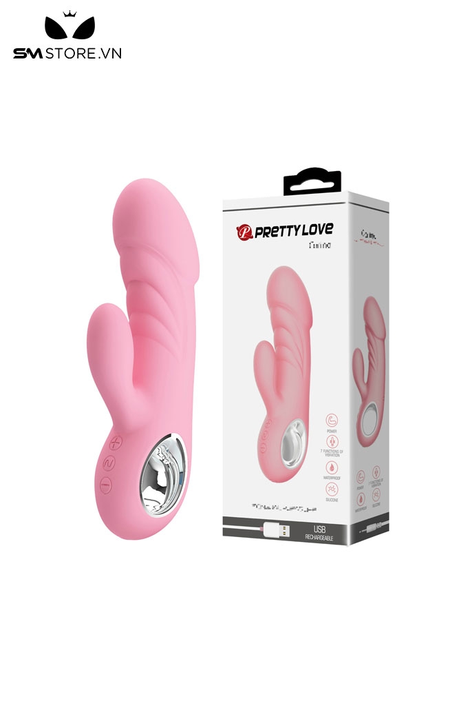 SMT1839 - Dương vật giả rung Pretty love có 2 nhánh dài 15.8cm
