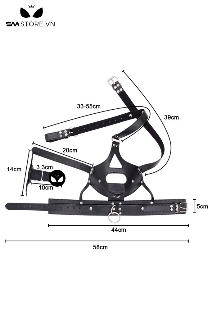 SMT2842 - Penis gag thiết kế mặt nạ da có dương vật dài 5.5 và 10cm