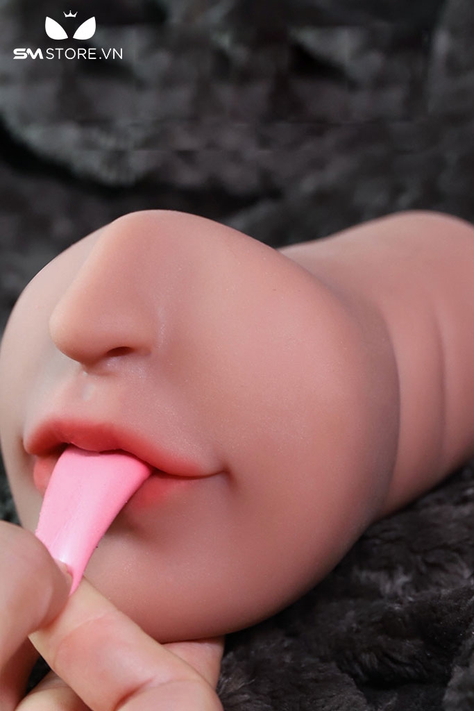 SMT489 - Âm đạo giả kèm miệng lè lưỡi có bi nổi trong dài 18cm