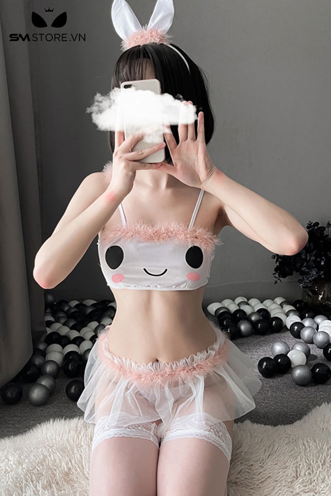 SMS662 - Combo đồ ngủ bikini 2 mảnh cosplay mèo kèm phụ kiện