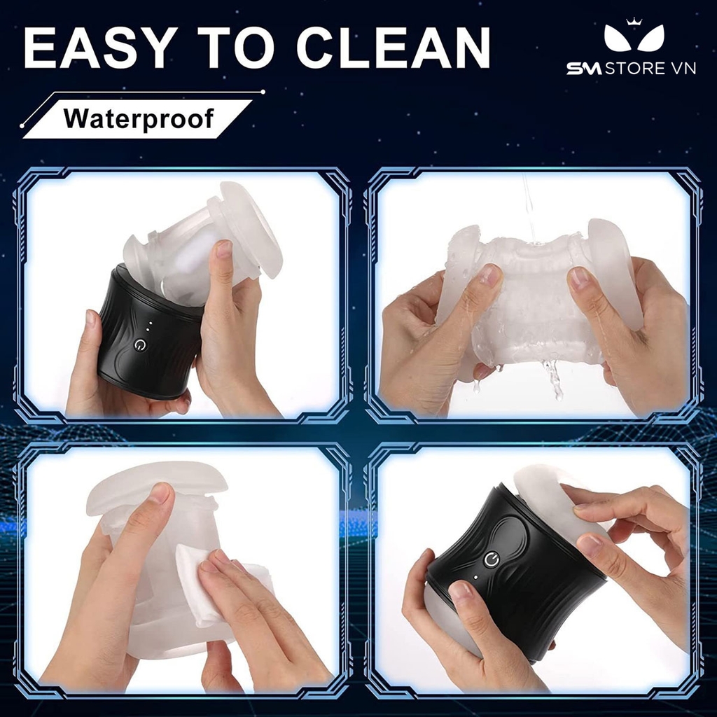 SMT2426 - Cốc thủ dâm silicon 2 đầu mini tự động có 10 chế độ rung