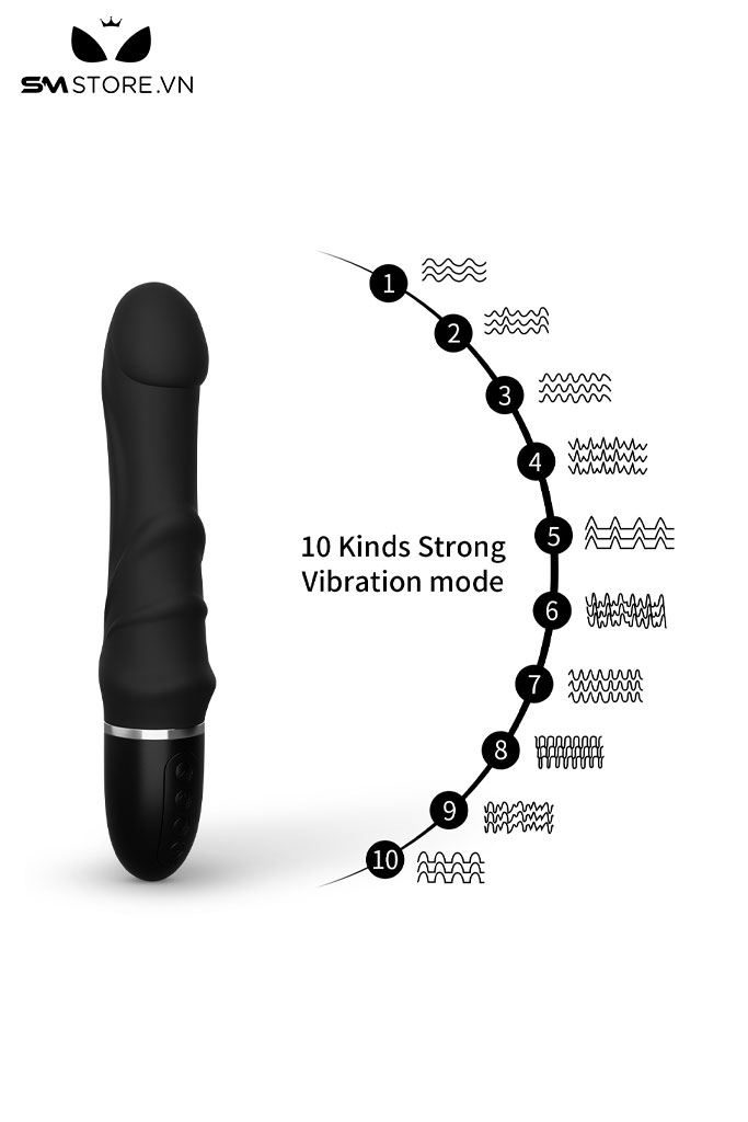 SMT2781 - Máy rung đầu dương vật silicon sạc điện có 10 chế độ
