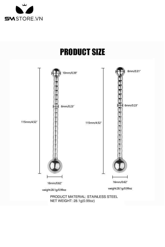 SMT2206 - Ống niệu đạo inox cao cấp đầu tròn dài 115mm
