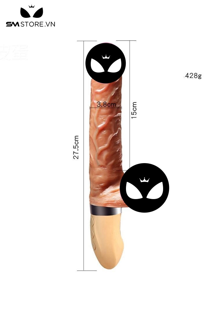 SMT489 - Dương vật giả đa năng rung thụt tỏa nhiệt dài 27.5cm