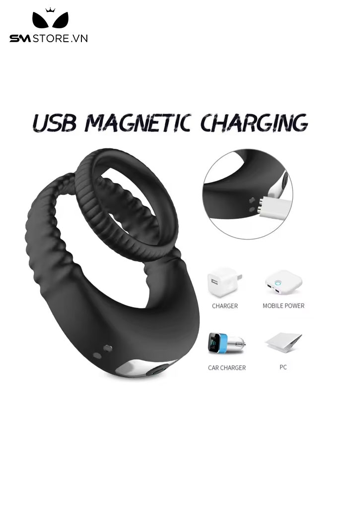 SMT784 - Vòng đeo dương vật có 7 chế độ rung sạc điện chống nước