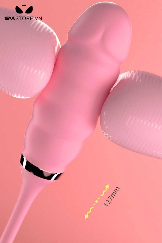 SMT1032 - Máy rung 2 đầu silicon rung thụt và hút liếm dài 34cm