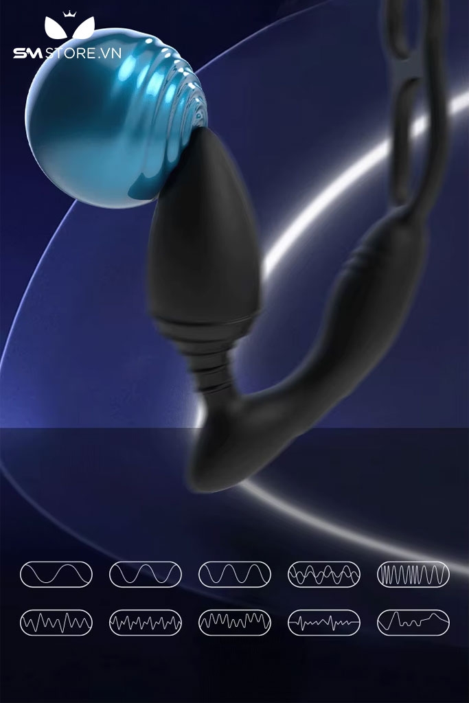 SMT2955 - Máy rung hậu môn trơn kèm vòng đeo dương vật silicon