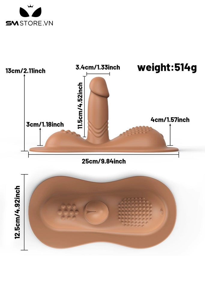 SMT3476 - Dương vật giả rung kích thích 3 điểm có đế điều khiển từ xa