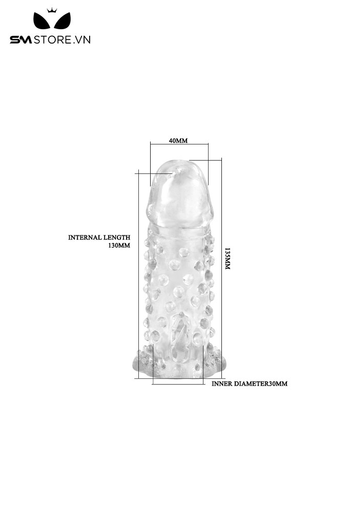 SMT909 - Dương vật giả rung silicon mềm có gai trong suốt dài 135mm