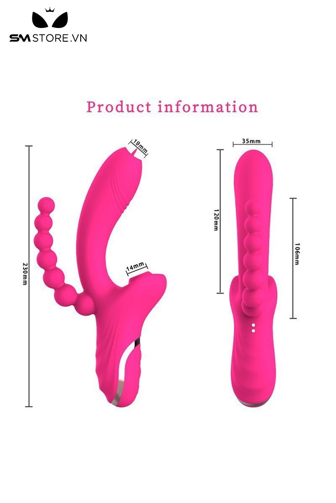 SMT1264 - Dương vật giả silicon rung hút có lưỡi liếm dài 230mm