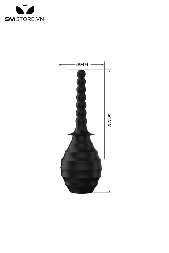 SMT750 - Dụng cụ thụt rửa vệ sinh hậu môn bằng silicon màu đen dài 262mm