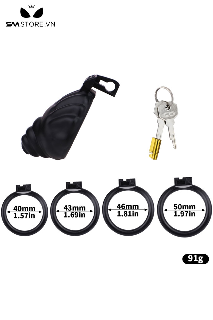 SMT2642 - Khóa dương vật dạng lồng ngụy trang vỏ sò mix kèm 4 vòng