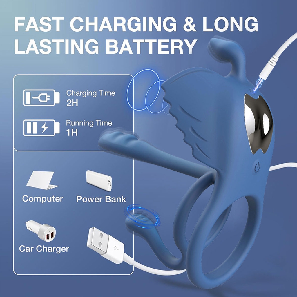 SMT1468 - Vòng rung dương vật silicon đường kính 30mm màu xanh