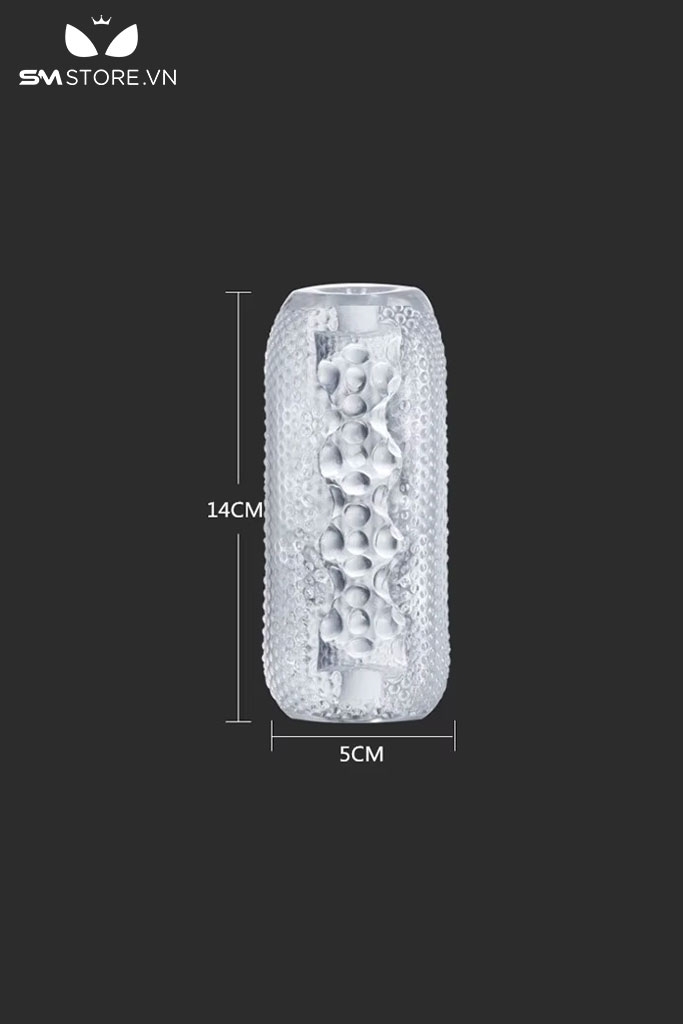 SMT2531 - Cốc thủ dâm trong suốt có bi nổi dài 14cm chất liệu silicon