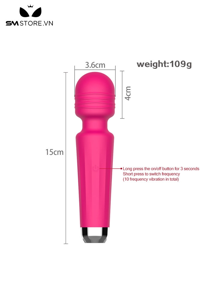 SMT1242 - Chày rung tình yêu silicon có 10 chế độ dài 15cm dùng sạc
