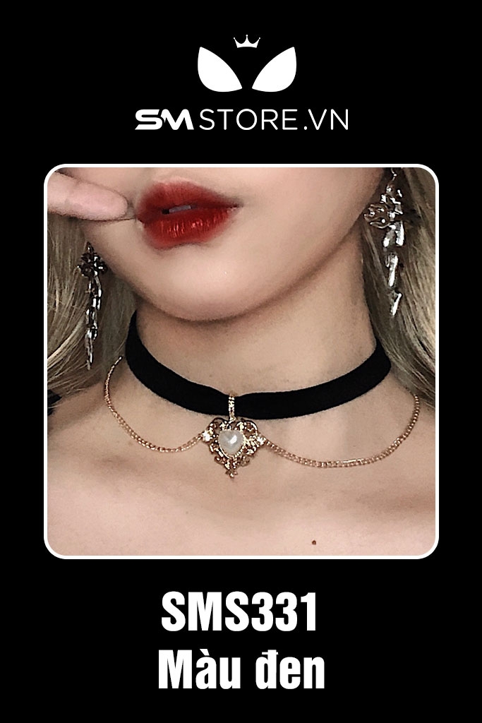 SMP005 - vòng cổ choker mặt dây hình trái tim phong cách retro