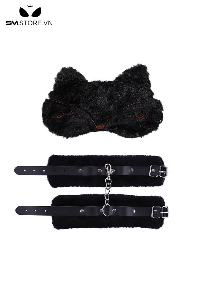SMT2460 - Set 2 món đồ mặt nạ và còng tay mèo bằng bông