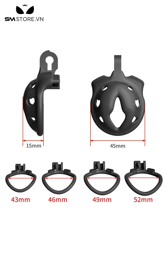 SMT2509 - Khóa dương vật mặt dẹt bằng nhựa có hình trái tim