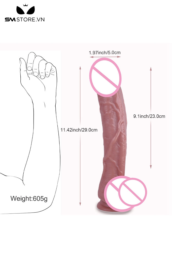 SMT2890 - Dương vật giả silicon siêu dài 29cm có đế dính tường