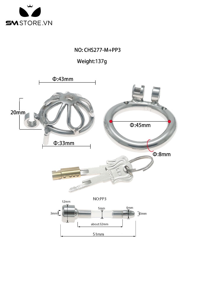 SMT2706 - Khóa dương vật inox cao cấp với bông hoa 5 cánh