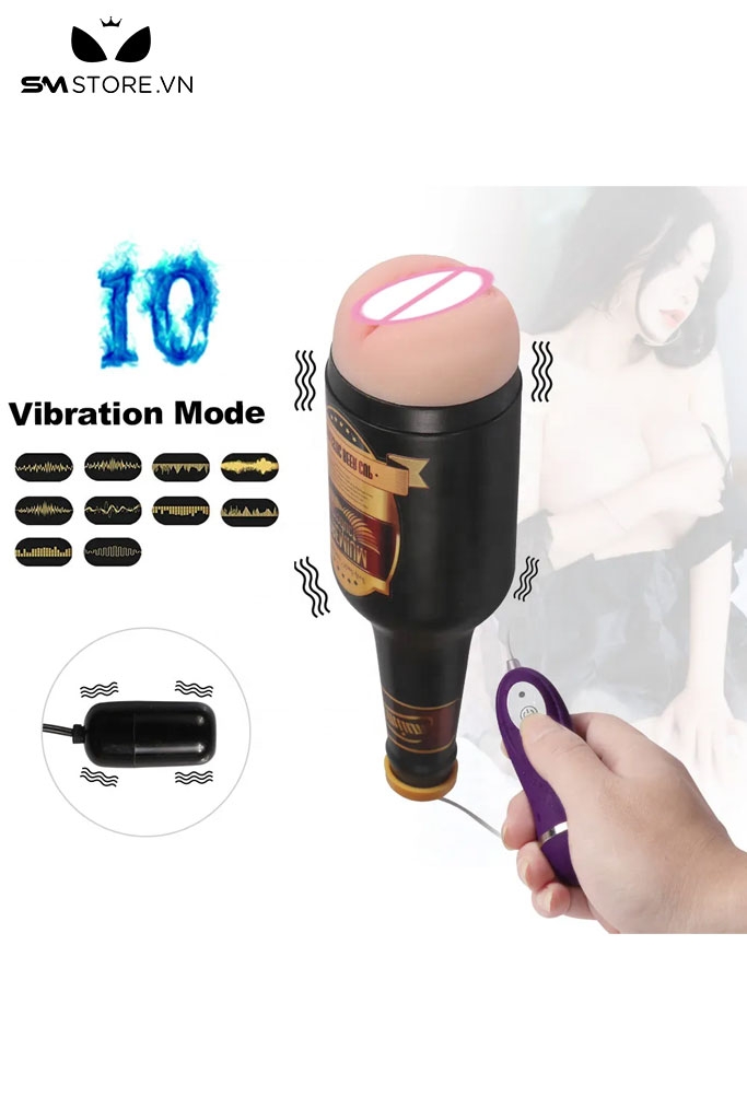 SMT1542 - Cốc thủ dâm ngụy trang chai bia có 10 tần số rung