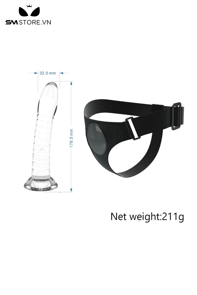 SMT1558 - Dương vật giả silicon liền quần trong suốt dài 17.9cm